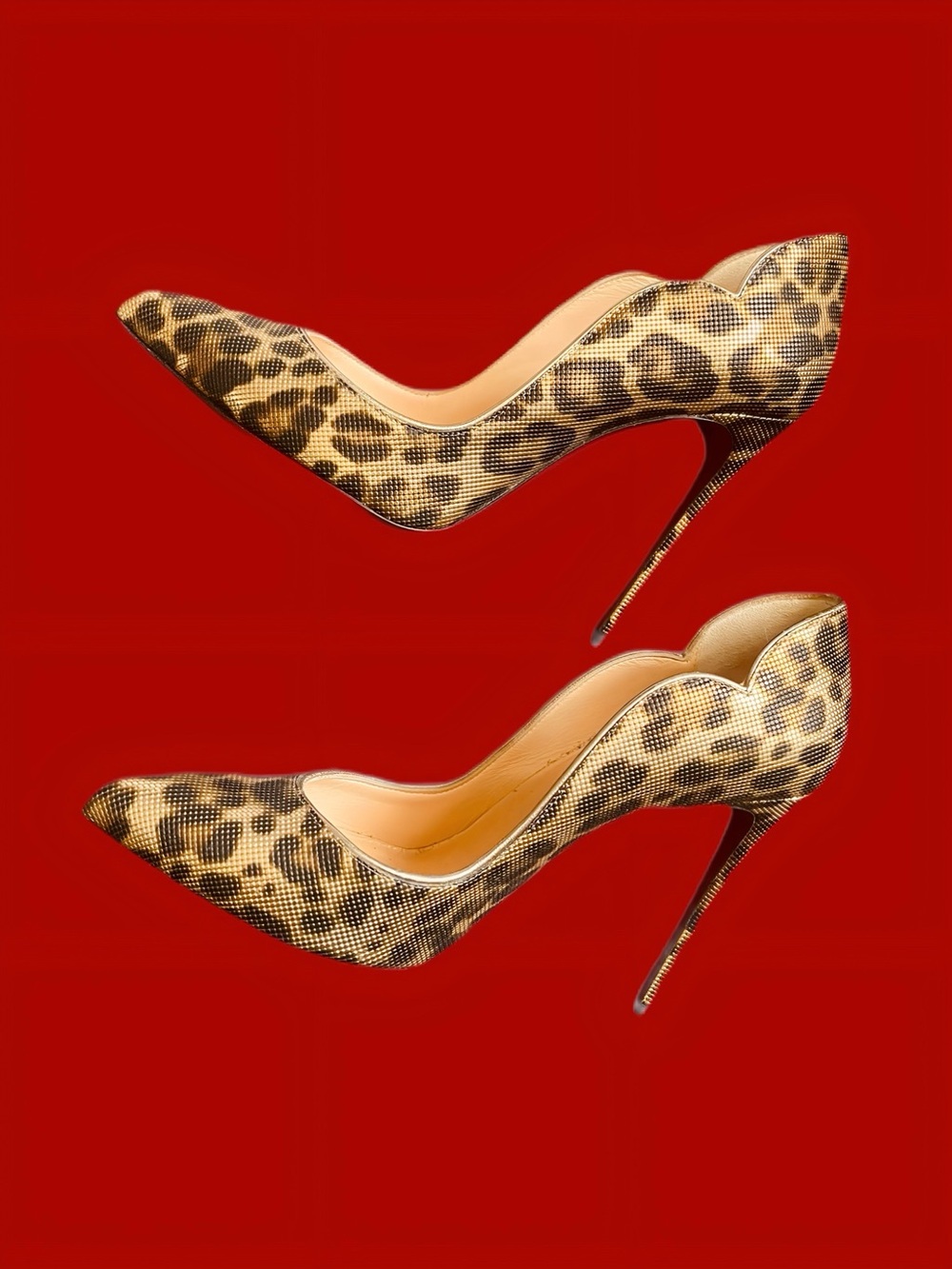 Christian Louboutin Leopard-Print Scalloped Pointed Stiletto Pumps